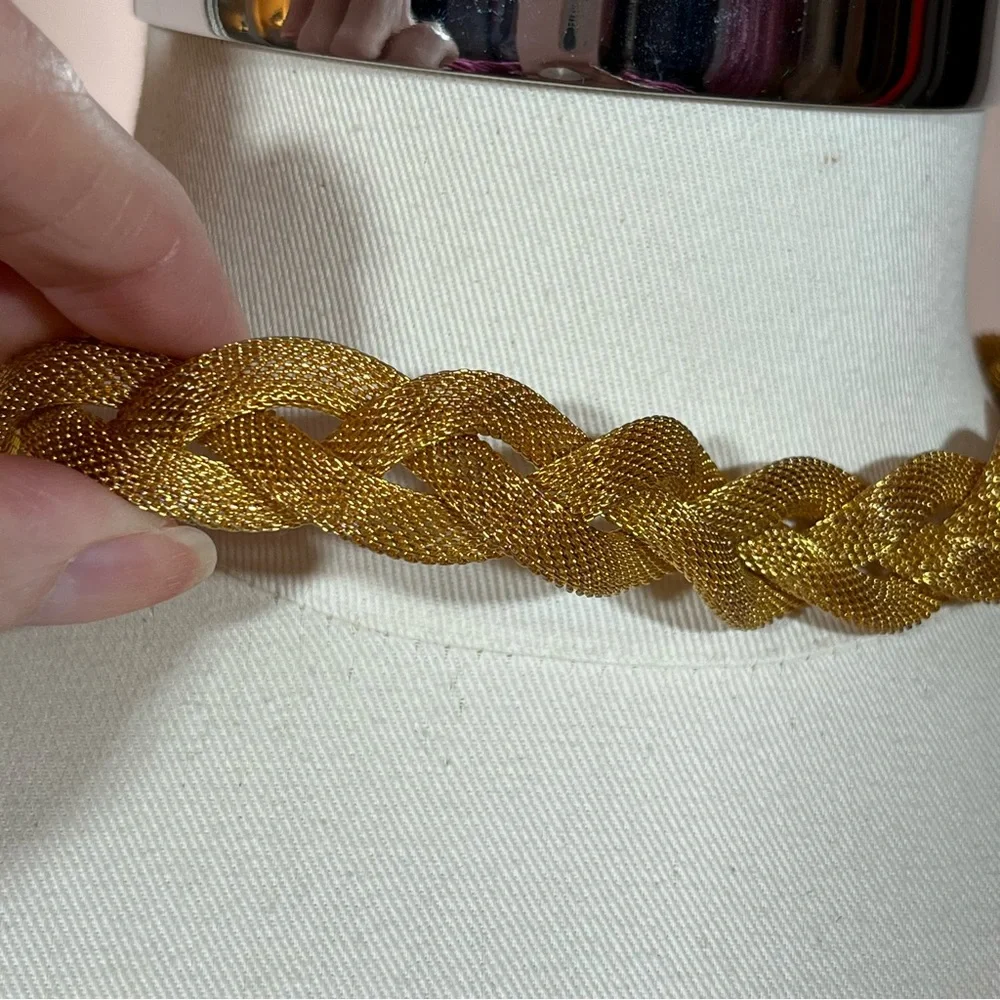 Vintage 80 90 Retro Thick Wide Mobwife Maximalism Gold Chocker Necklace - Picture 3 of 15